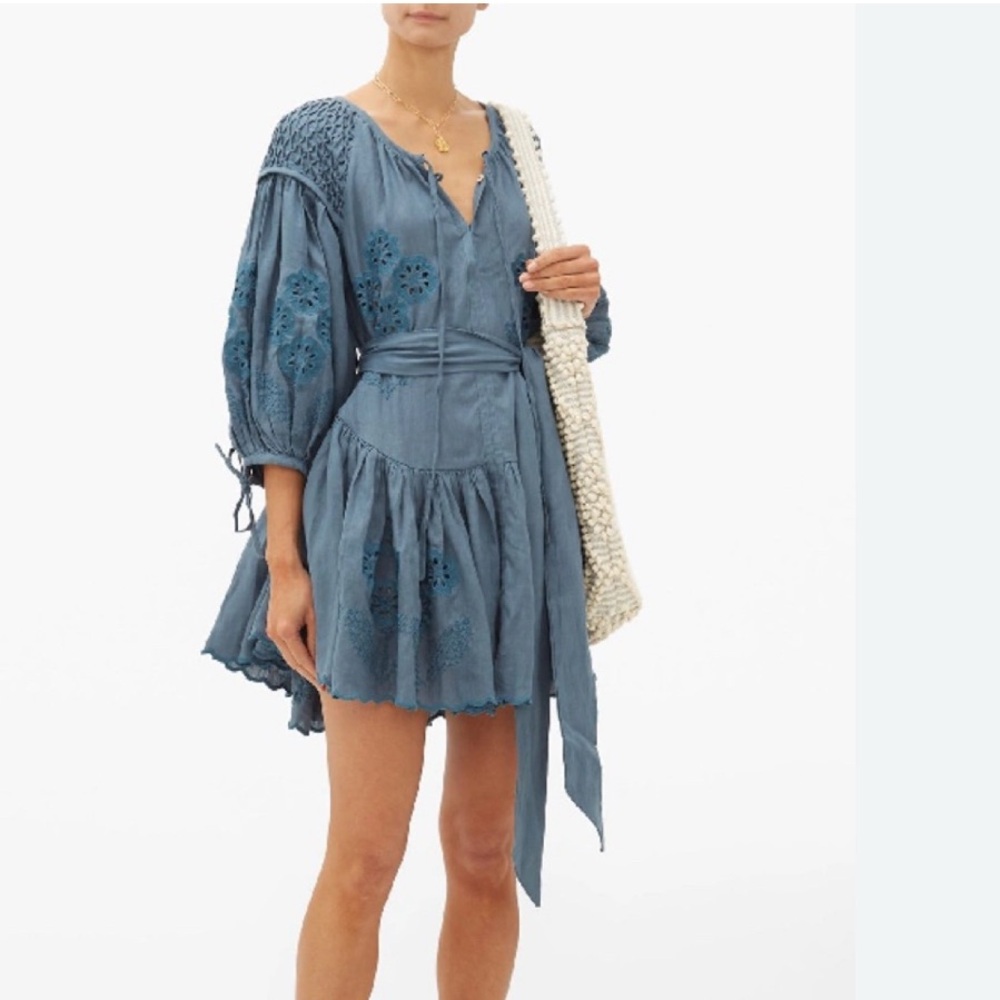 Innika Choo Chambray Blue Embroidered Dress